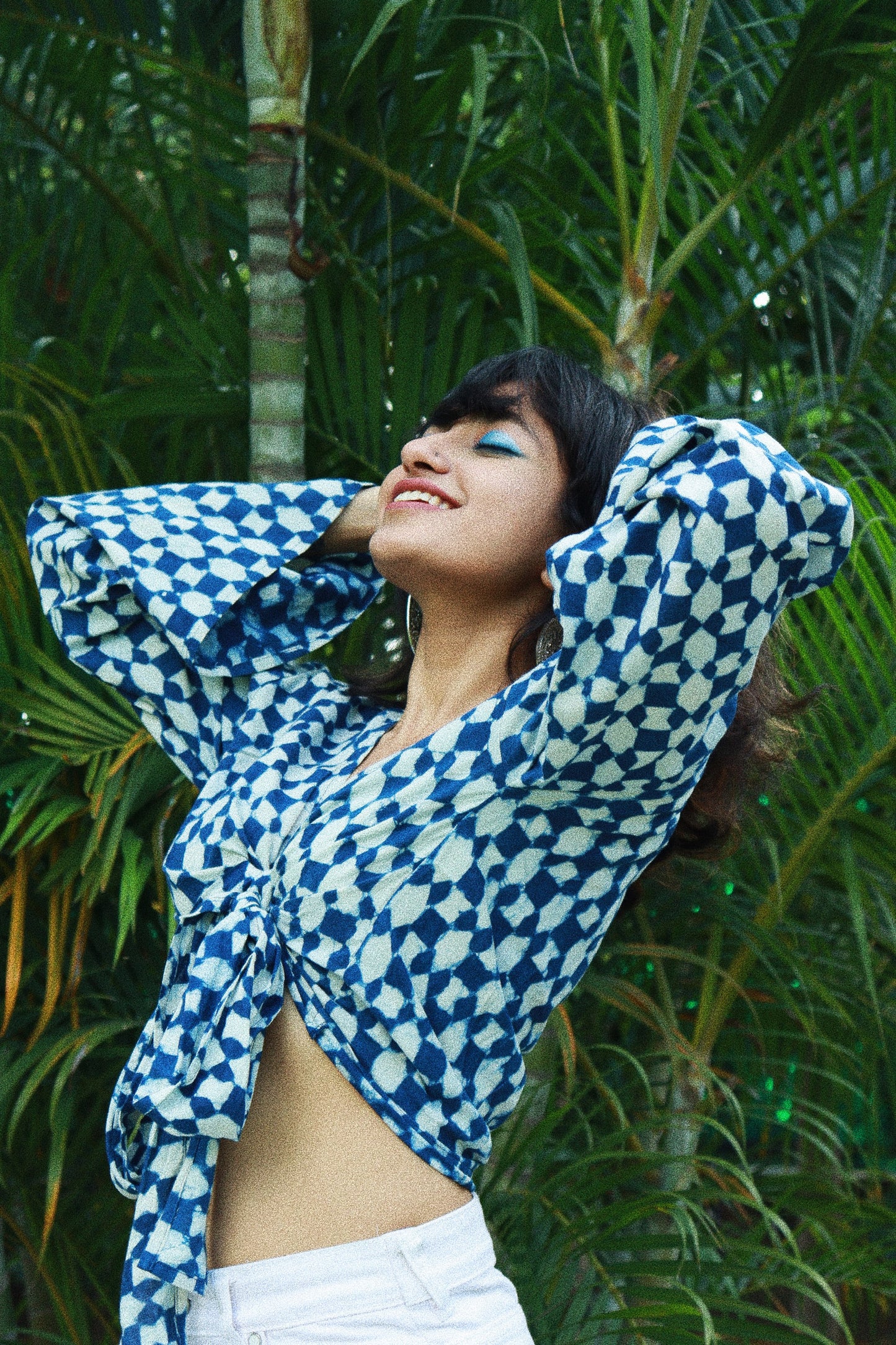 Busy Blue Wrap Top