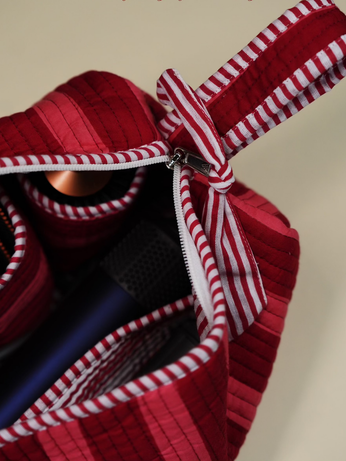 Cherry Stripe Hair Tools Bag