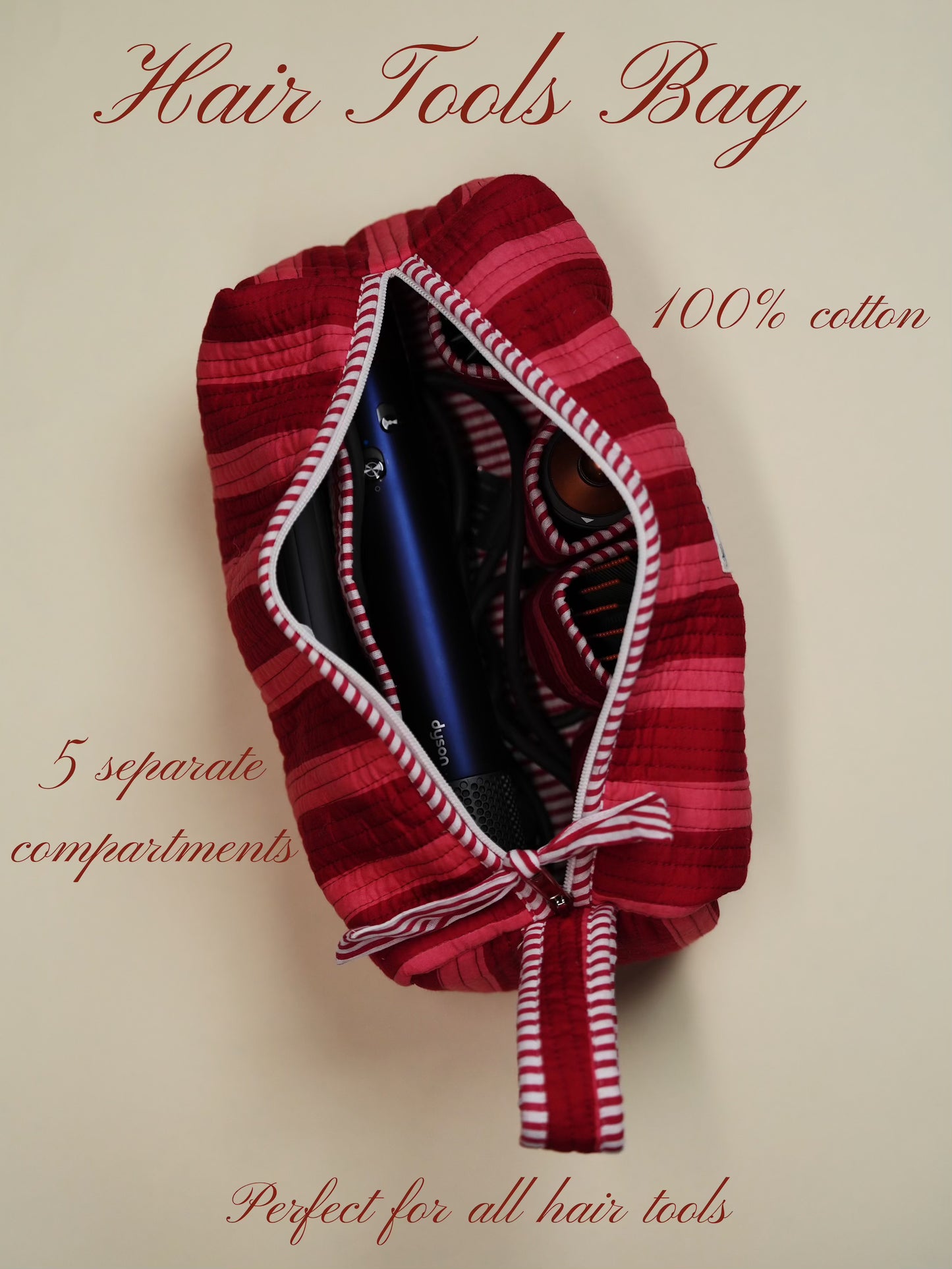 Cherry Stripe Hair Tools Bag