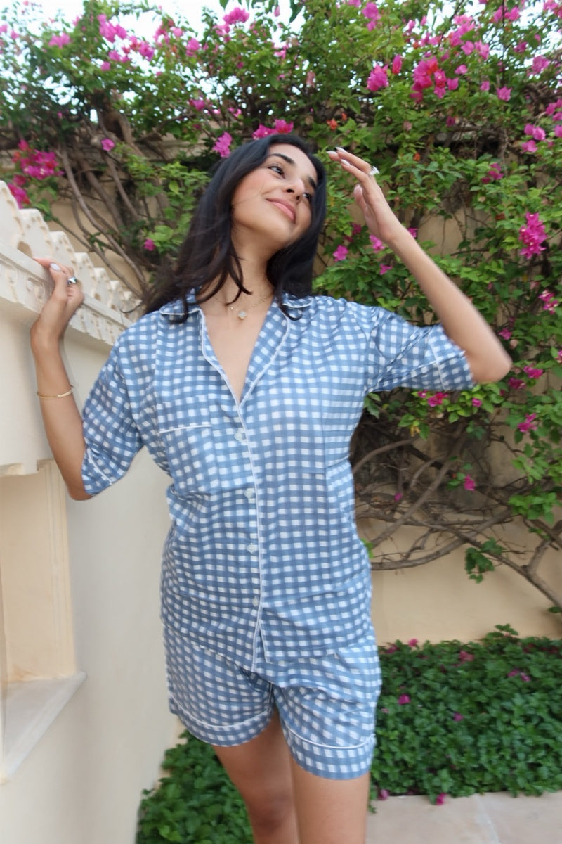 Blue Pajama Short Set