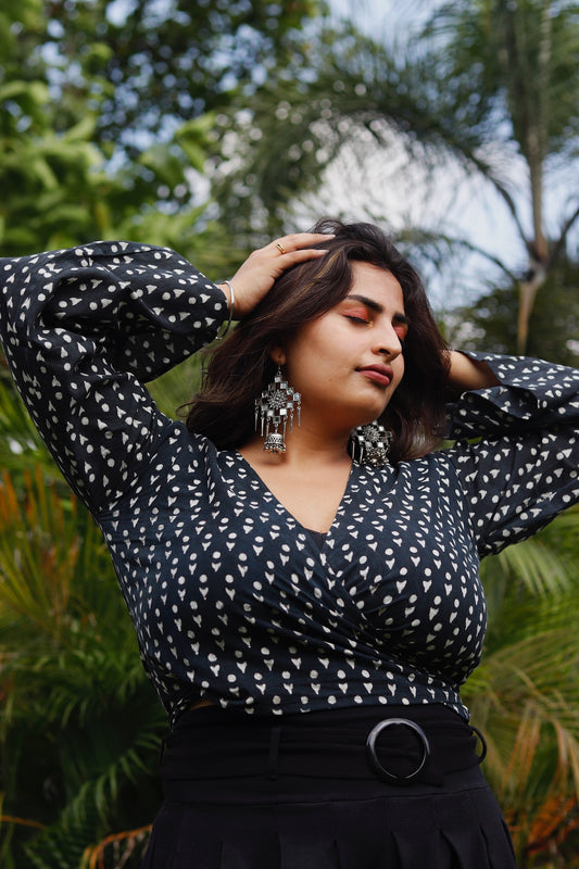 Black Stone Wrap Top